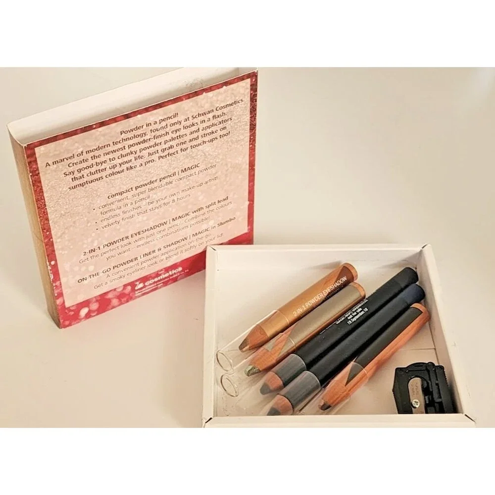 Schwan Cosmetics Powder Sensation 6 PC Set Eyeliner Eye Shadow Pencil Sharpener